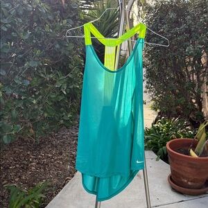 Nike Teal and Neon Yellow Sports Tank